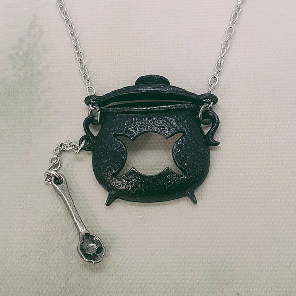 Witches Cauldron Pewter Pendant Necklace by Alchemy Gothic