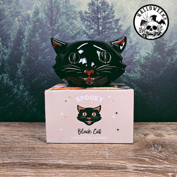 Spooky Black Cat Ceramic Oil Burner