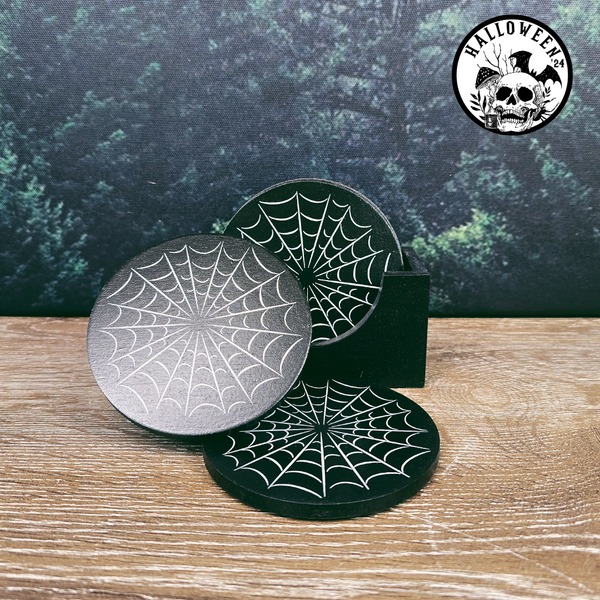 Black Spiderweb Coaster Set