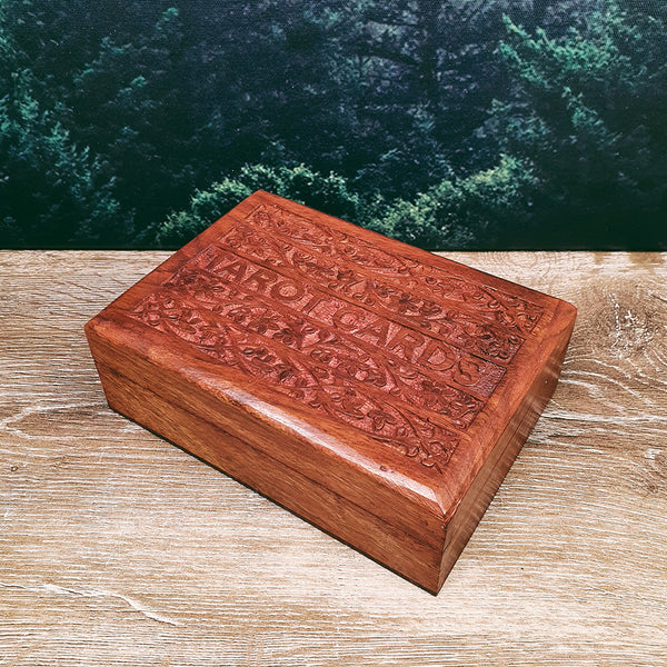 Carved Wooden Tarot Card Box