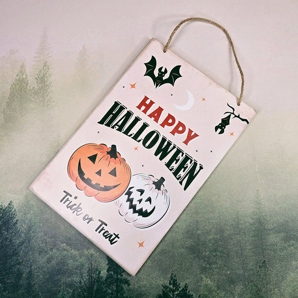 Spooky Pumpkin Happy Halloween MDF Hanging Sign