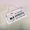 Most Wonderful Time of Year Skull Hanging MDF Sign