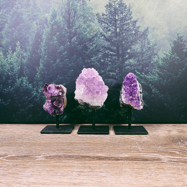 Amethyst Rough Cluster On Metal Stand