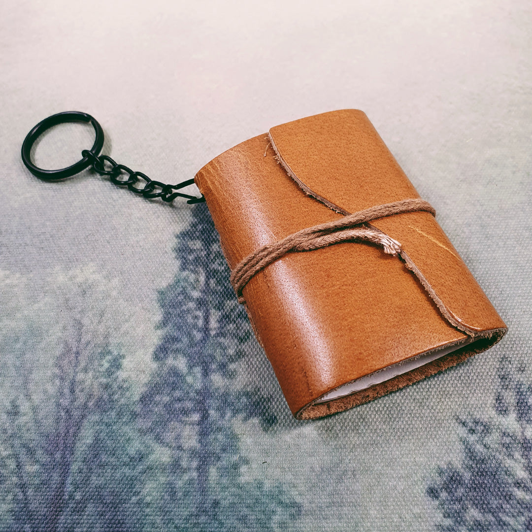 Mini Leather Notebook Keyring