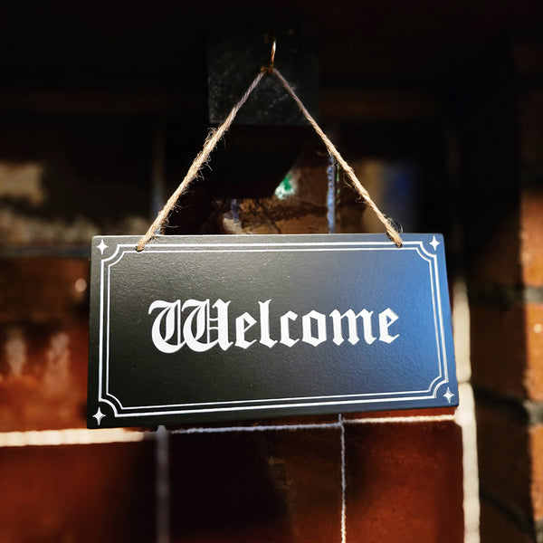 Welcome Hanging MDF Sign