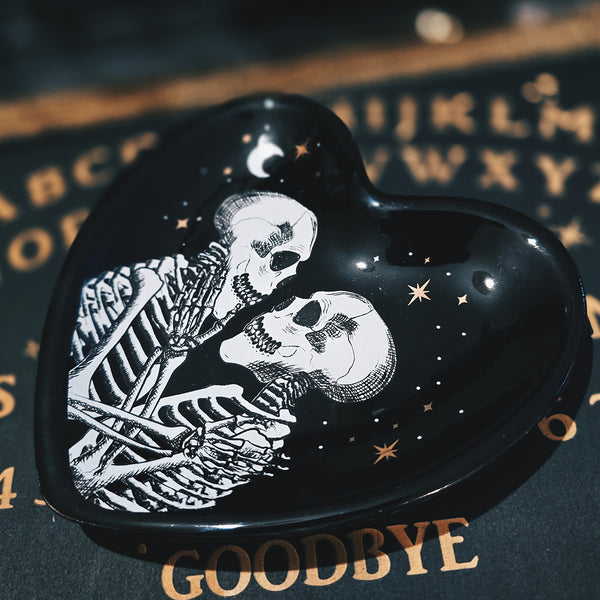 Skeleton Lovers Ceramic Heart Trinket Dish