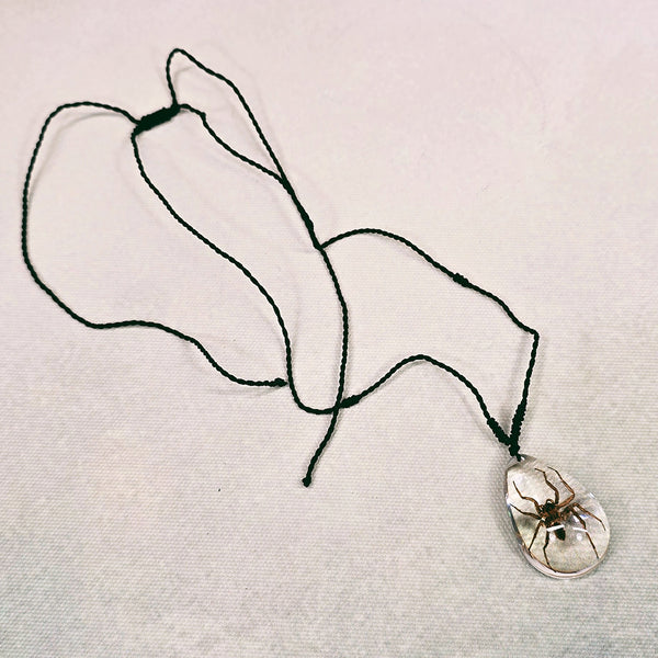 Spider in Clear Resin Teardrop Necklace