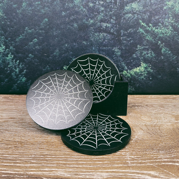 Black Spiderweb Coaster Set