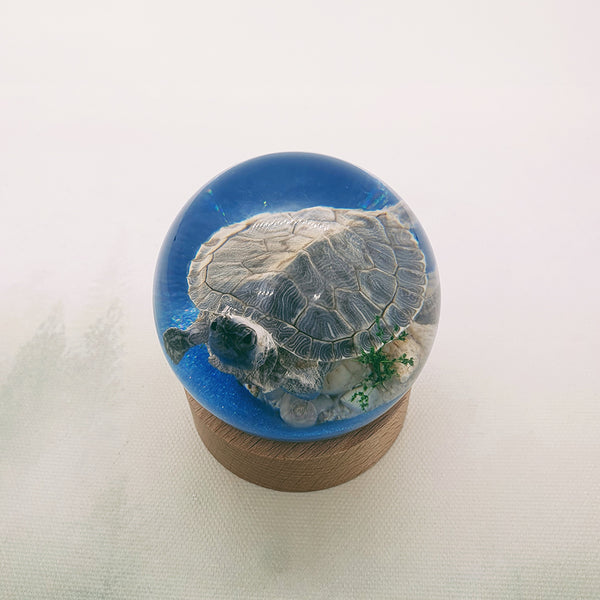 Turtle Scene Resin Globe on Stand