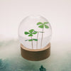 Lucky Clovers Embedded in Resin Globe on Stand