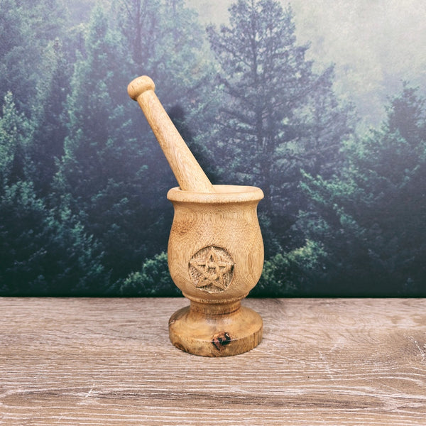 Mango Wood Pentacle Mortar & Pestle