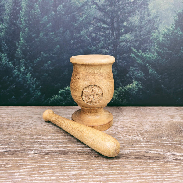Mango Wood Pentacle Mortar & Pestle