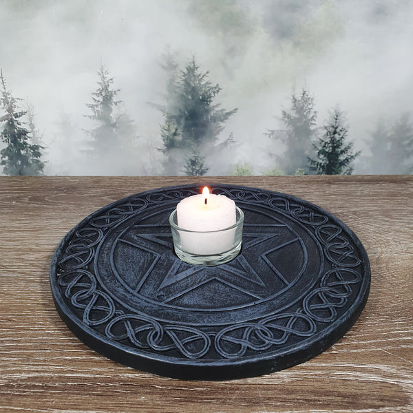 Round Pentagram Tealight + Incense Holder