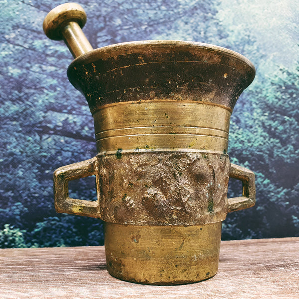Early-1800s Solid Brass Apothecary Mortar and Pestle