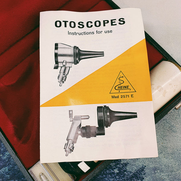 Vintage Heine Otoscope Case With Handle + Accessories