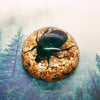 Green Rose Chafer Beetle + Pebbles Embedded in Resin Dome 60mm