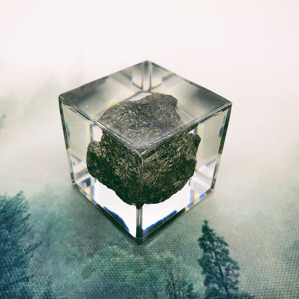Pyrite Embedded in 40mm Resin Cube