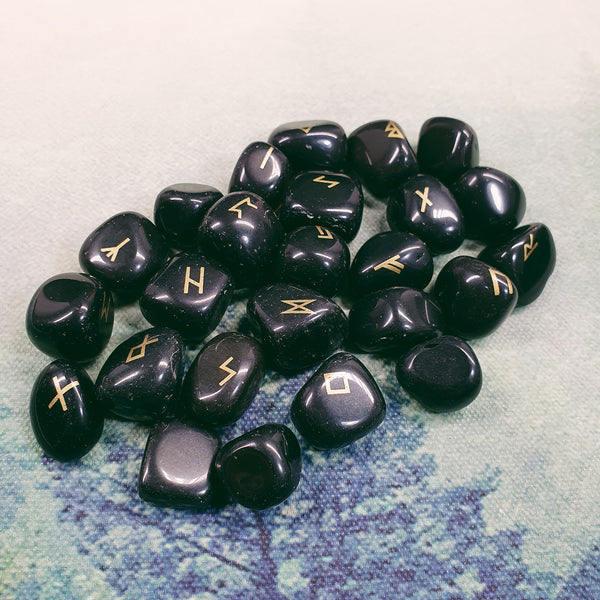Rune Stones in Black Velvet Pouch