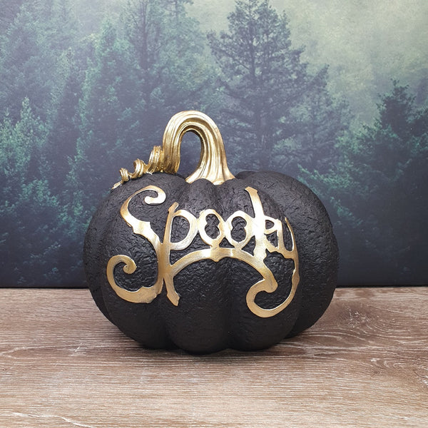 Spooky Black and Gold Halloween Pumpkin Ornament