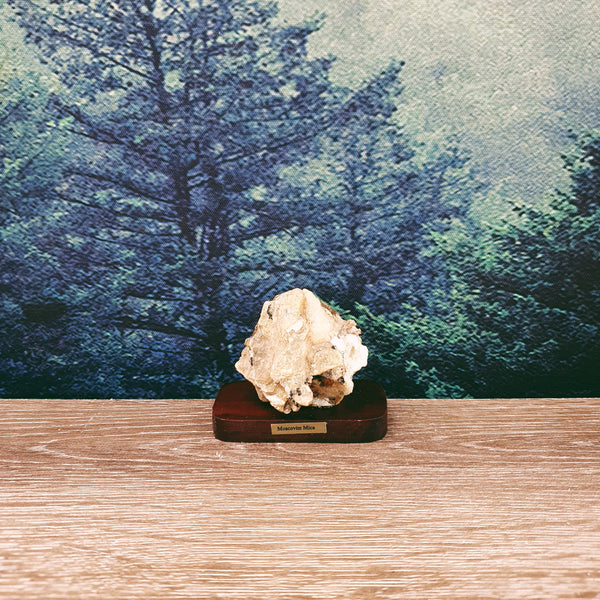 Muscovite Mica Specimen on Wooden Stand